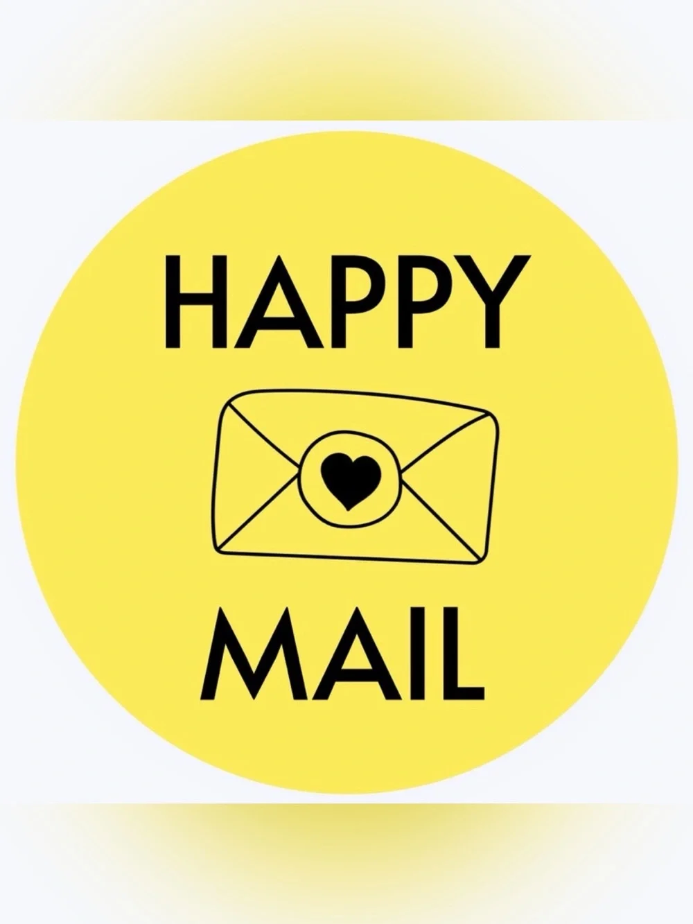 50 SHIPPING STICKERS - 2” ROUND - HAPPY MAIL - YELLOW‎